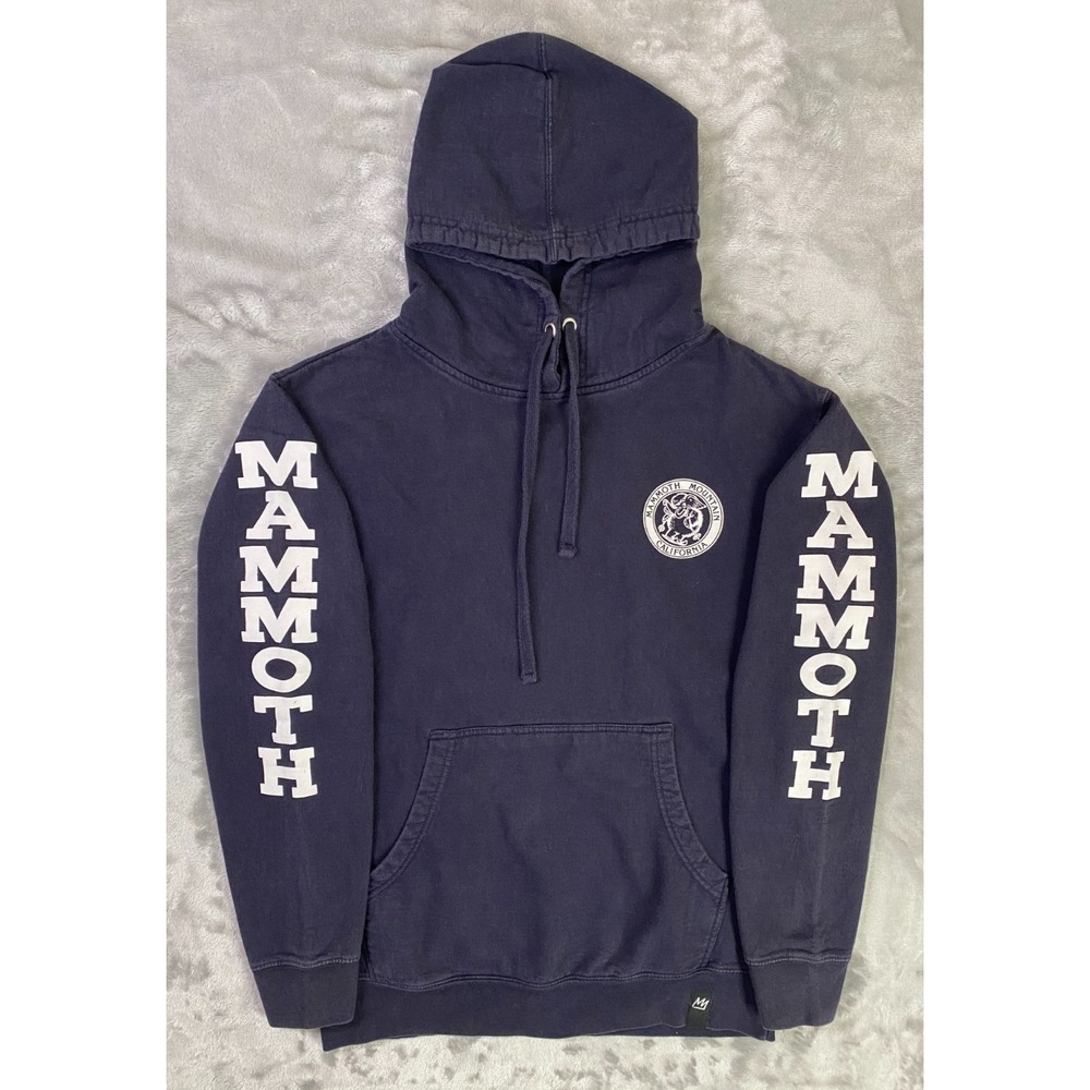 Mammoth Mountain Hoodie Mens Small Navy Blue Graphic Pullover Ski California